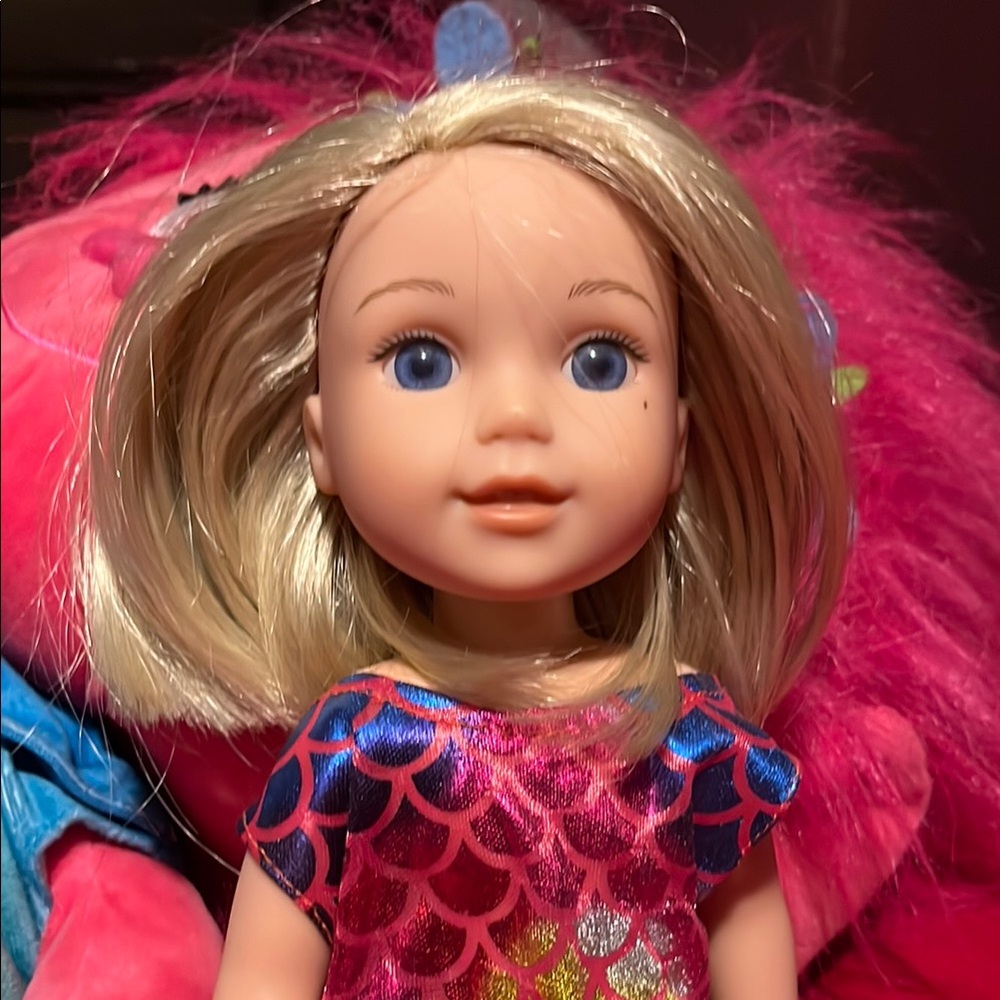 American Girl Pink and Cream Doll with Blonde Hair